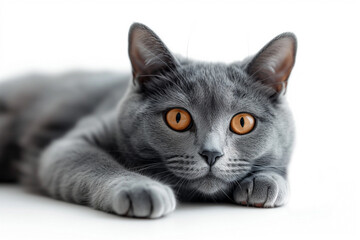 cat breed Korat Thailand look at camera on white background