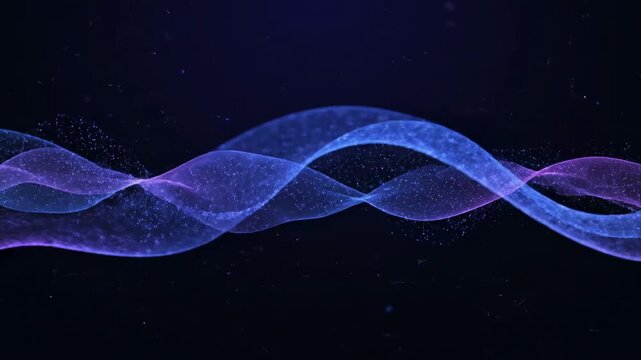 Abstract Glowing Energy Field with Layered Waves Representing Quantum Superposition