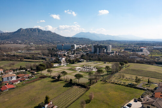 Aerial view of Colleferro Cemetery in Italy