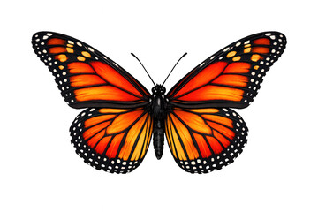 Obraz premium Monarch butterfly with spreading wings, symbolizing freedom, nature, summer, and delicate beauty, transparent background
