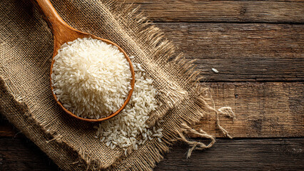 rice on wooden background