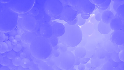 Purple background with flying balloons - clean design, 3d abstract realistic banner.