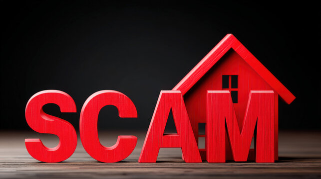 Real estate "Scam" warning sign about fraudulent listings