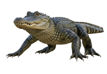 Naklejka premium Crocodile Reptile with Thick Skin and Sharp Teeth on White Background