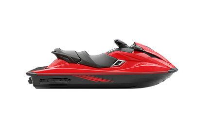 Naklejka premium Red jet ski personal watercraft for recreation cut out on PNG. AI GENERATED. 
