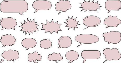Set of hand drawn speech bubbles, comic book clouds, thought bubbles, shout out boxes, talk balloons, communication icons, dialogue elements, message shapes