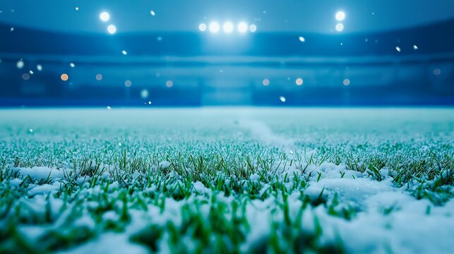 football field with snow