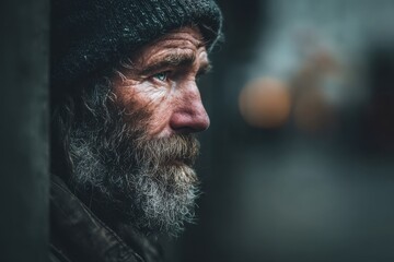 Homeless Couple Man Woman Sitting on Street