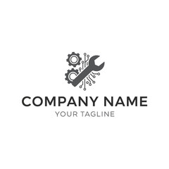Fototapeta premium Mechanical Service Company Logo Template with Wrench and Gears.