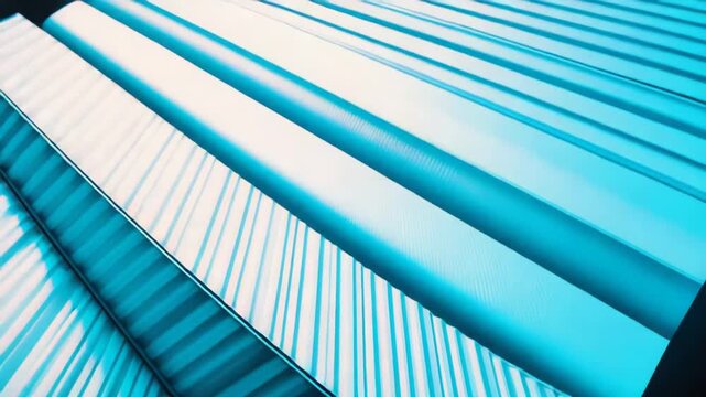 Blue cargo shipping containers creating geometric patterns and abstract lines, showcasing industrial logistics and transportation infrastructure with texture and modern design