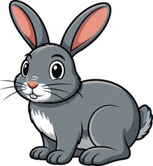 Fototapeta premium Cute cartoon gray rabbit sitting