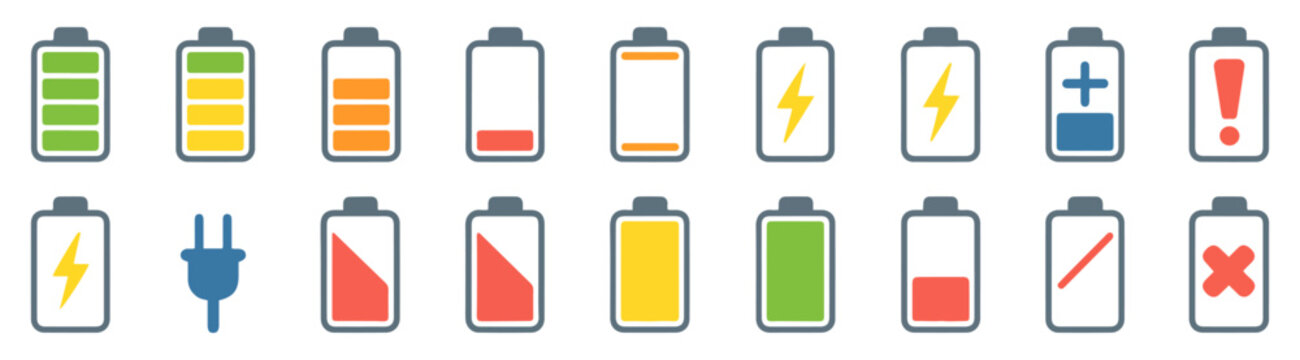 battery level indicator icon set