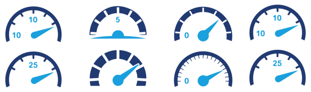 speedometer tachometer gauge icon set