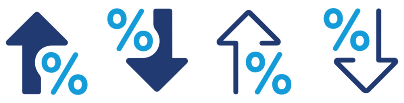 percentage growth decline icon set