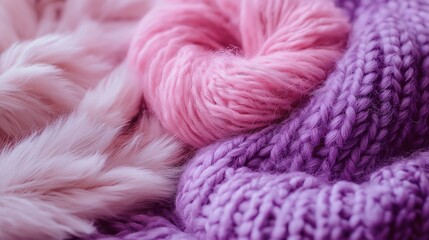 pink and white knitted wool yarn