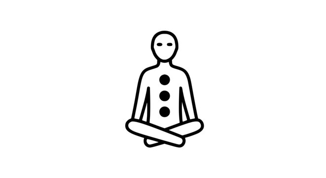 Person meditating with chakra points icon on gray background