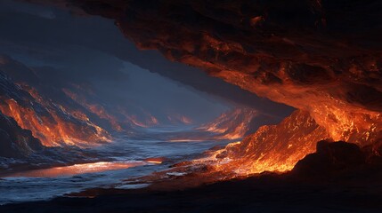 Volcanic Alien World Interior Magma