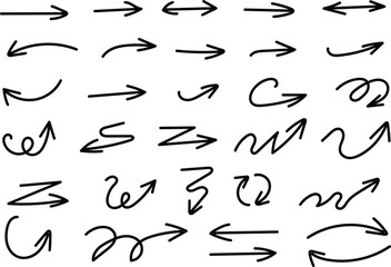 Big Bundle of Black Hand-drawn Design arrows Set.