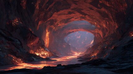 Volcanic Alien World Interior Magma