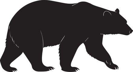 Fototapeta premium Silhouette of a bear walking on a plain white background