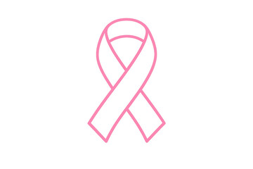 Pink ribbon symbol representing global breast cancer awareness, support, and fight for a cure on transparent background