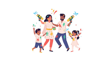 Fototapeta premium Family Celebration with Confetti and Sparklers, Joyful Moment, Outdoor Setting, Illustrative Style, Dynamic Viewpoint from Whisk Concept