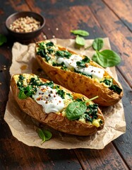 Ofenkartoffeln mit Babyspinat & Joghurt