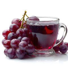 Refreshing glass of grape juice next to a cluster of fresh grapes