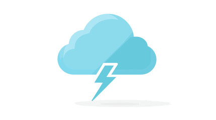 Obraz premium A stylized illustration depicting a blue cloud with a lightning bolt emanating from its center