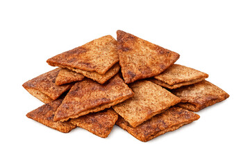 Fototapeta premium Stack of crispy pita chips creating a delicious snack pile, ready for dipping, on transparent background