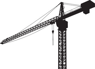 Black and white crane with lattice structure construction