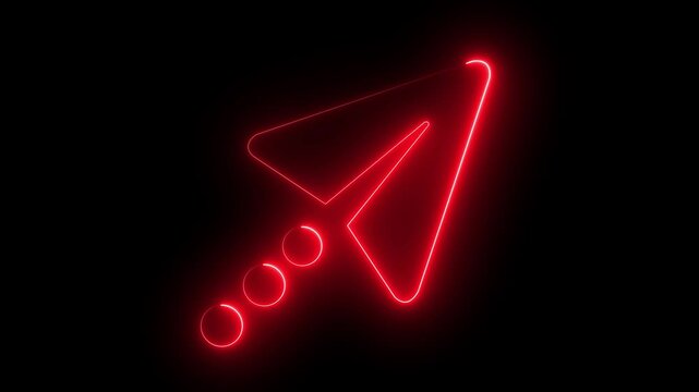 glowing neon cursor icon animation on black background . cursor icon web site and mobile app. 4k motion video animation.