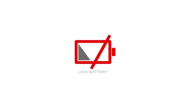 A red diagonal line crosses over a camera icon, symbolizing low battery.