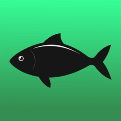 Fish Silhouette Underwater Ocean Marine Life Vector Illustration