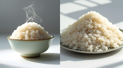 Healthy Portion Size Comparison Between Small Bowl of Rice and Large Plate