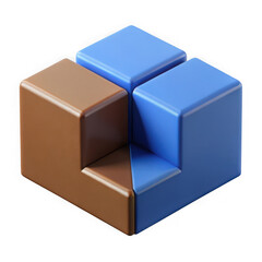 Fototapeta premium 3D puzzle block illustration with interlocking cubes, isolated on white background