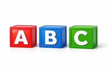 Alphabet Cubes: A colorful display of three alphabet cubes, each boldly showcasing a different letter, forms a visually appealing and educational arrangement