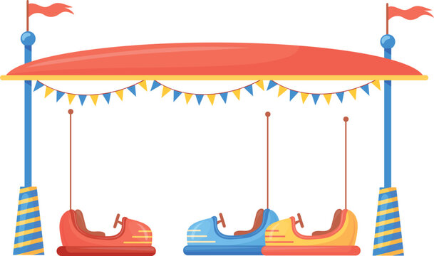 Bumper car attraction. Kid ride. Carnival cartoon icon