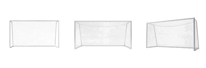 Set of Professional Soccer Goal Nets at Various Angles Isolated on Transparent Background © Anees