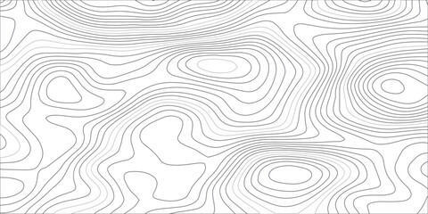 Modern abstract topographic background with black elevation contours and light gray organic terrain lines, designed as a subtle minimalist geographic map vector for banner. © Hasan