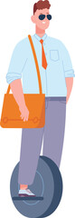 Businessman on unicycle. Active modern character on eco transport © ssstocker