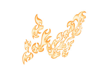 cartoon fire icon blazing in the wind without background