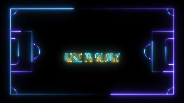 A motivational and striking image showcasing the phrase "RISE AGAIN" in bright neon lights, framed by an energetic glowing border on black. 4k video