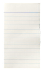 Naklejka premium A notepad with lined paper is positioned vertically on a plain white background from a straight-on viewpoint