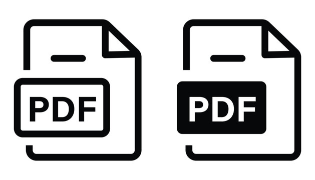 Document file format pdf symbol two versions outline and filled black
