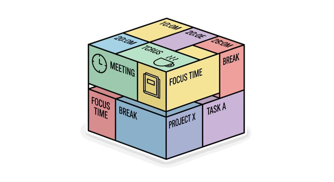 Colorful Cube with Various Task Labels.
