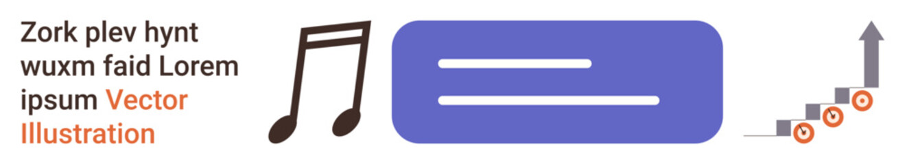 Obraz premium Music, data visualization, growth tracking, business analytics, progress reporting, digital strategy. Music note, bar symbol and arrow chart. Music and data visualization