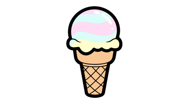 Colorful Ice Cream Cone Dessert Treat.