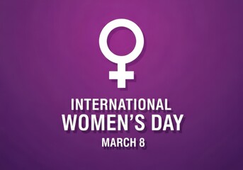 International Women's Day March 8th purple background graphic illustration