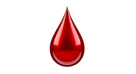 Fototapeta premium Symbolic glossy red drop representing vital blood, essential for medical concepts, health awareness, donation drives, first aid, and critical life-saving initiatives